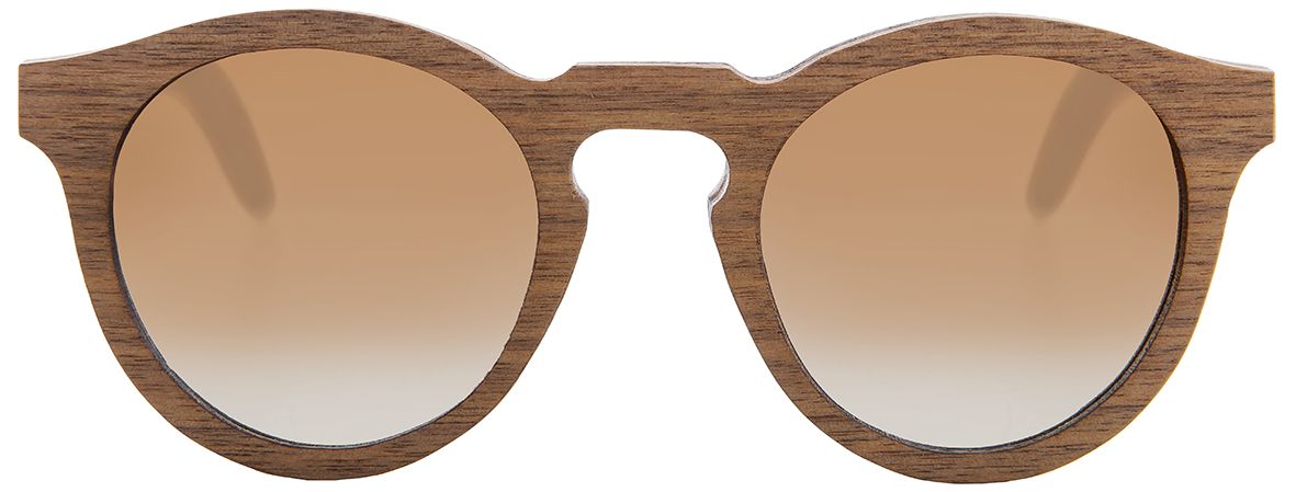 Большие круглые солнцезащитные очки Woodeez Round (светло-коричневые) - фото спереди